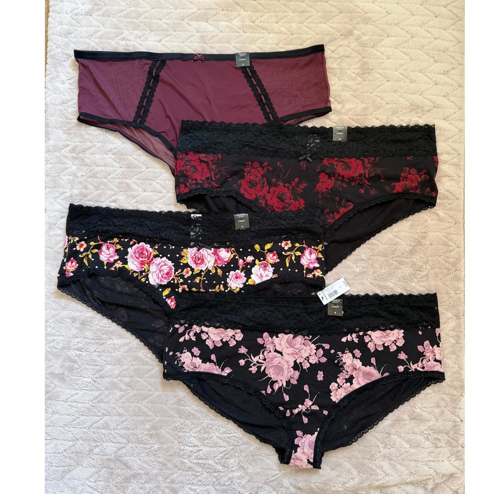 Torrid Curve 4 Pack Floral Lace Mesh Cheeky Panties Plus Size 4 New